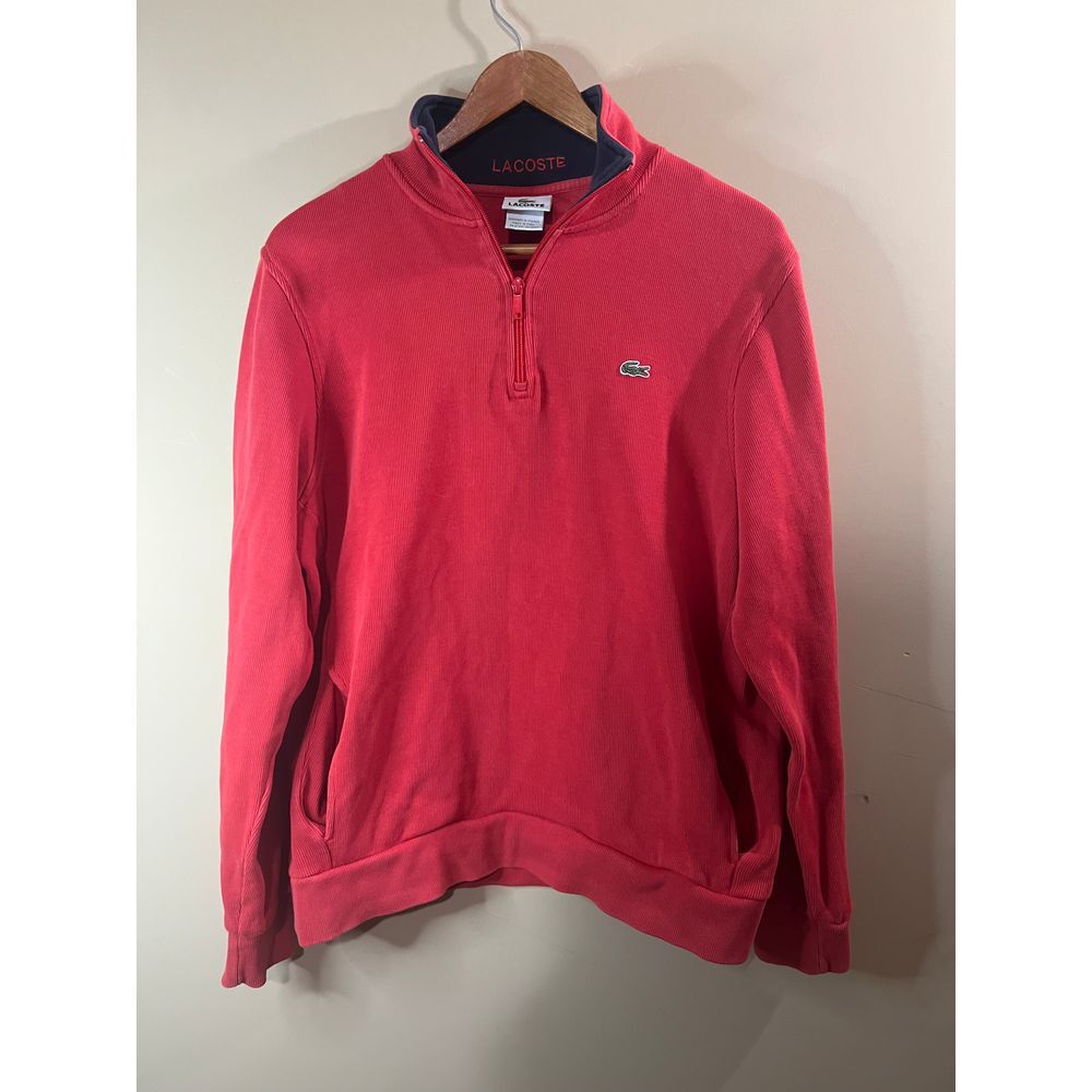 Lacoste Red Zip Up Sweater